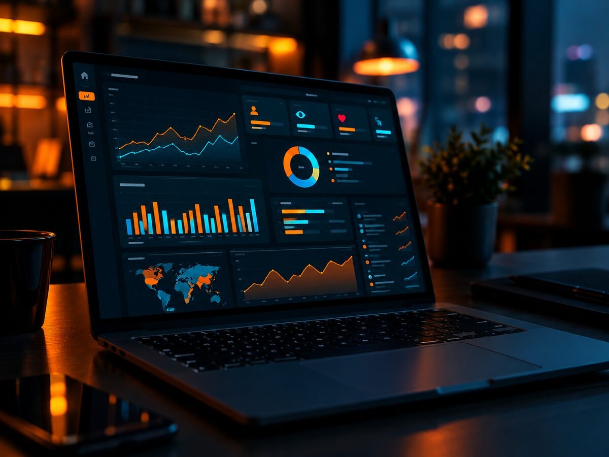 Marketing analytics dashboard showing engagement and campaign performance charts